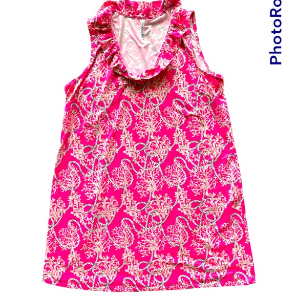 LuluB Dresses Lula B Bright Pink Coastal Sleeveless Shift Dress Xl